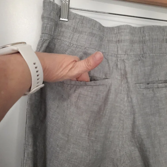 Athleta Cabo Linen Wide Leg Pants Pull On Elastic Waist Womens Size 6T Coastal - Picture 13 of 15